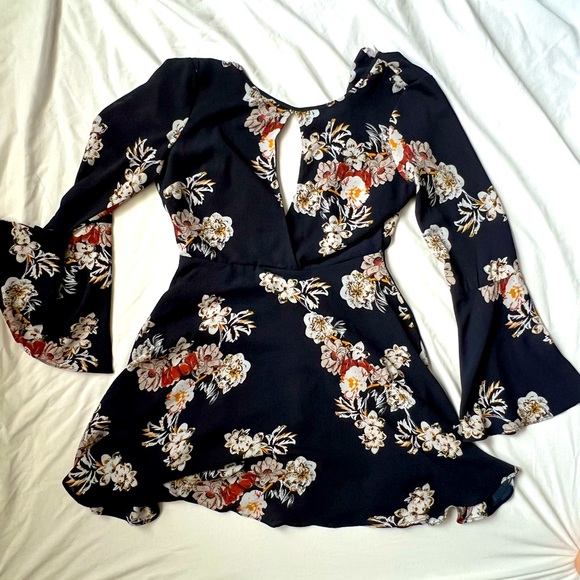 Navy Floral Cocktail Dress - Picture 6 of 6